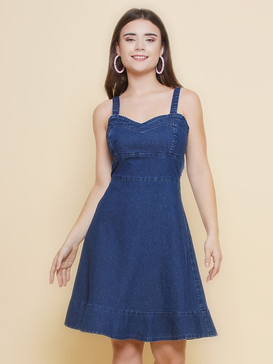 

PUELLA Women Denim Fit & Flare Dress, Blue