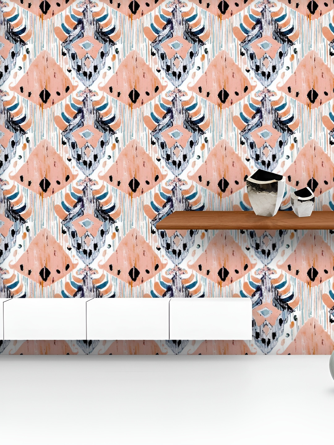 

ArtzFolio Printed UV-Resistant Anti-Bacterial Watercolor Ikat Pattern Peel & Stick Wallpaper, Multi