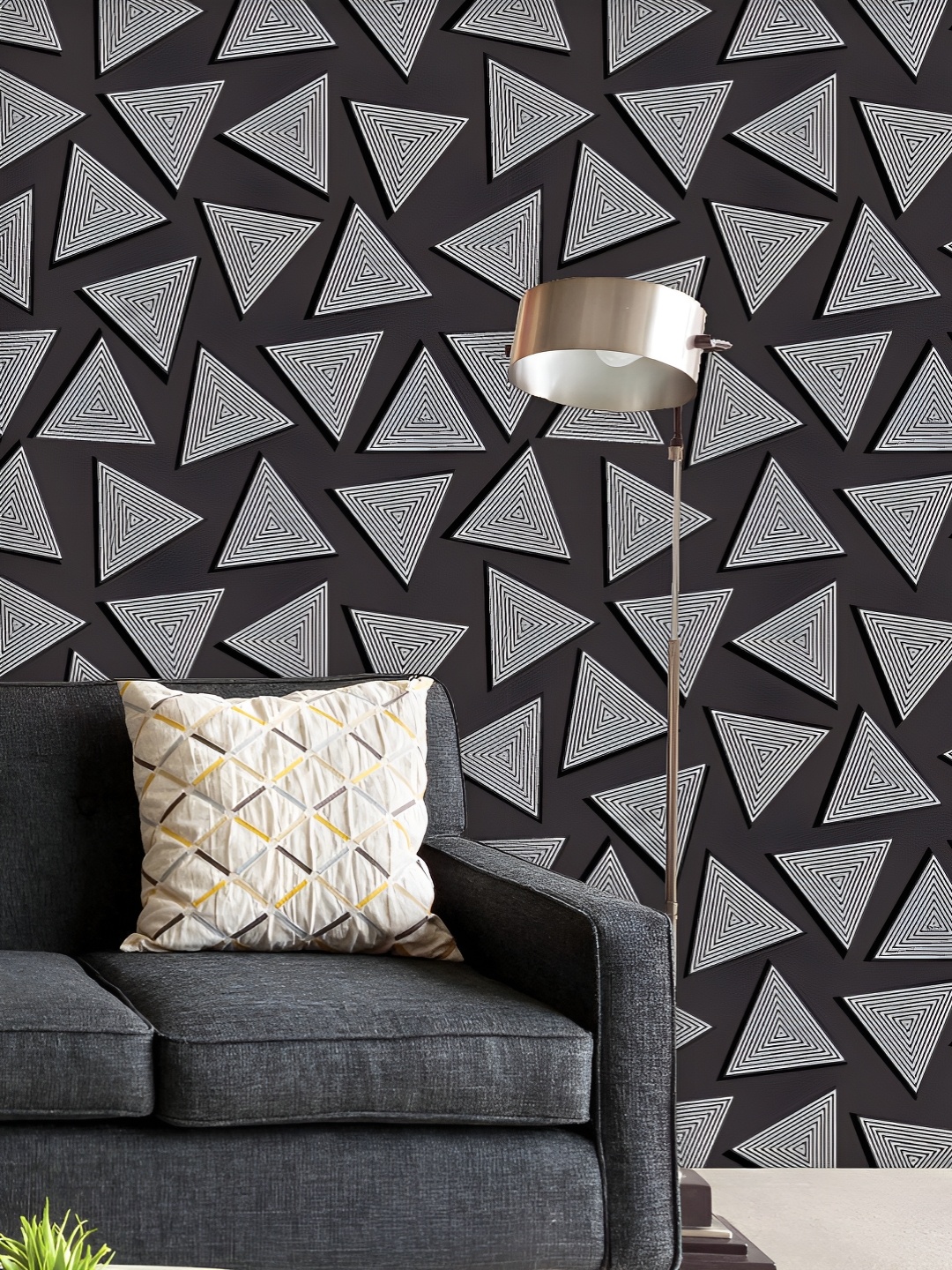 

ArtzFolio Printed UV-Resistant Anti-Bacterial Black White Triangles Peel & Stick Wallpaper, Multi