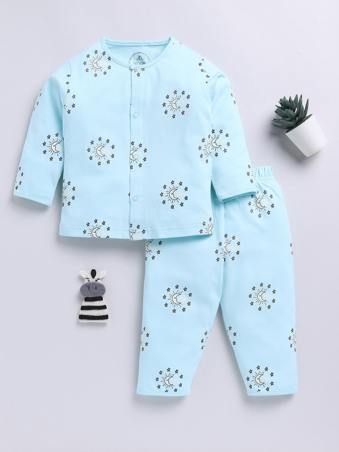 

Clt.s Kids Pure Cotton Printed Night suit, Blue