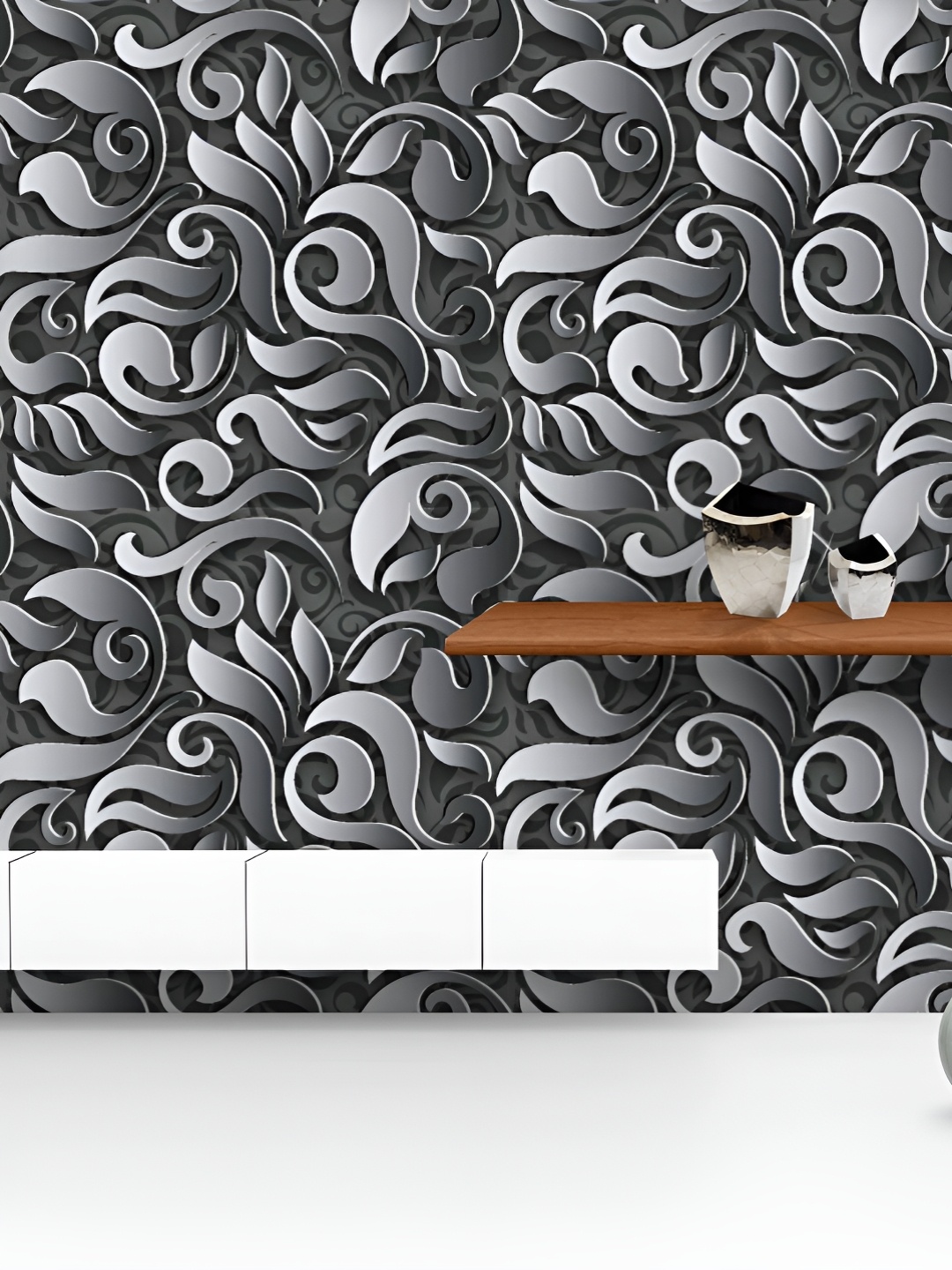 

ArtzFolio Printed UV-Resistant Anti-Bacterial D Black Floral Abstract Peel & Stick Wallpaper, Multi