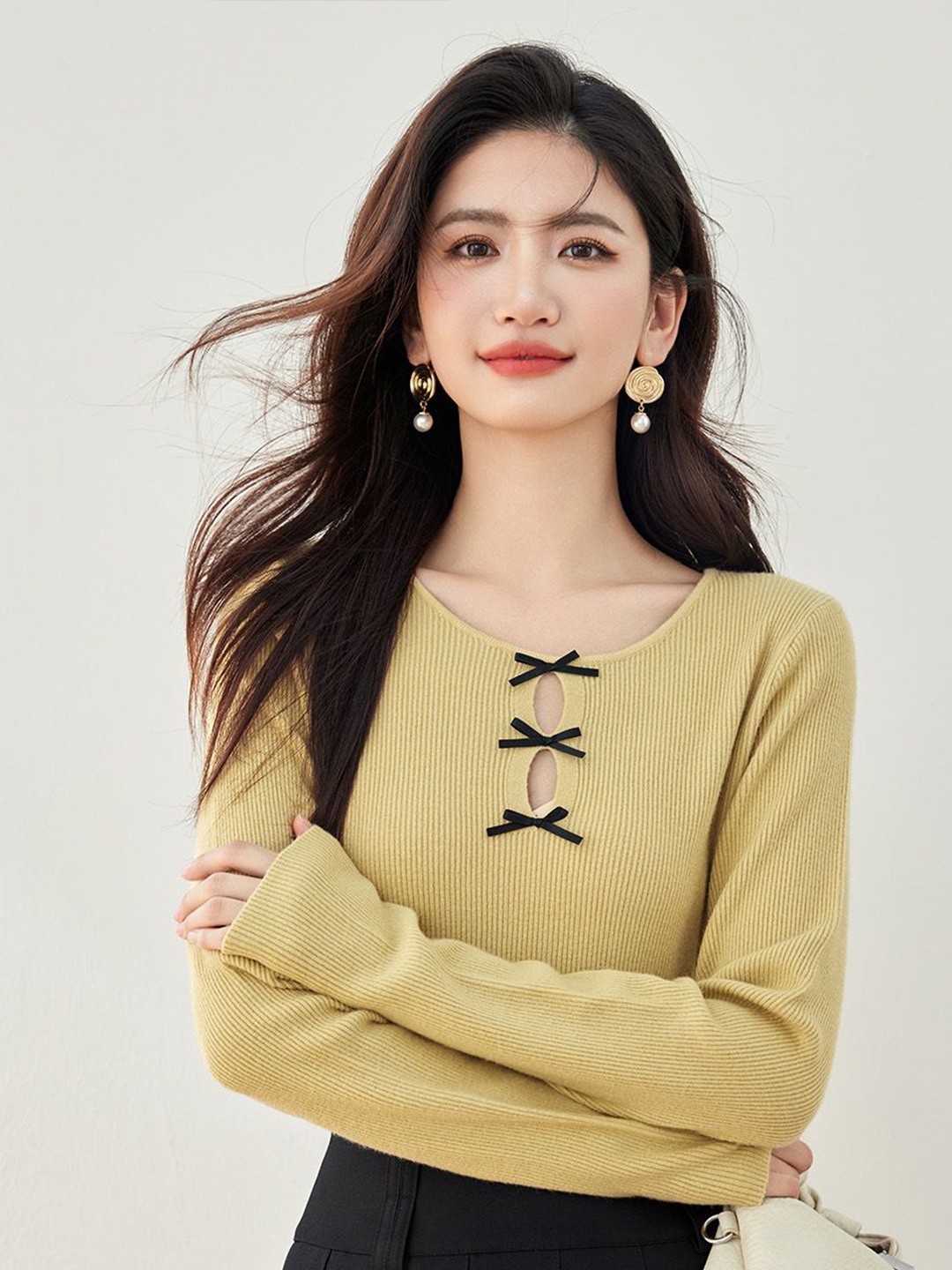 

JC Collection Women Long Sleeves Pullover, Yellow