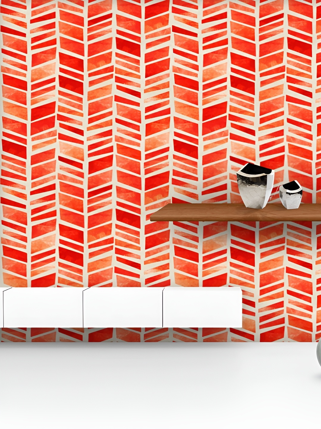 

ArtzFolio Printed UV-Resistant Anti-Bacterial Red Irregular Lines Peel & Stick Wallpaper, Multi