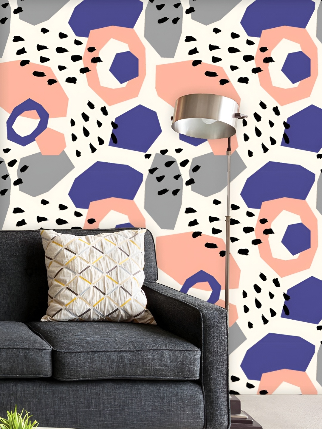 

ArtzFolio Printed UV-Resistant Anti-Bacterial Colorful Geometric Shapes Peel & Stick Wallpaper, Multi