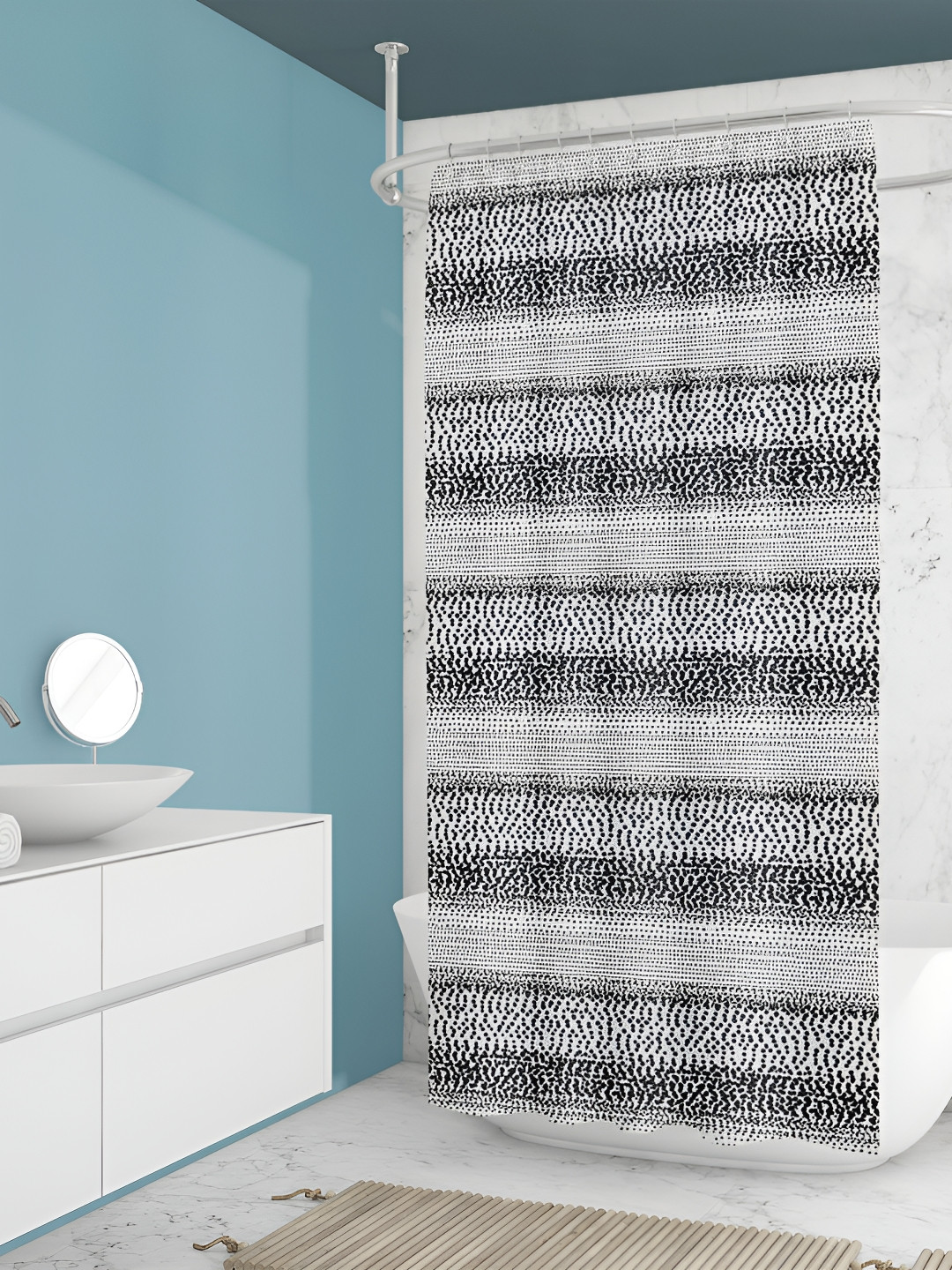 

ArtzFolio White & Black Printed Waterproof Shower Curtain