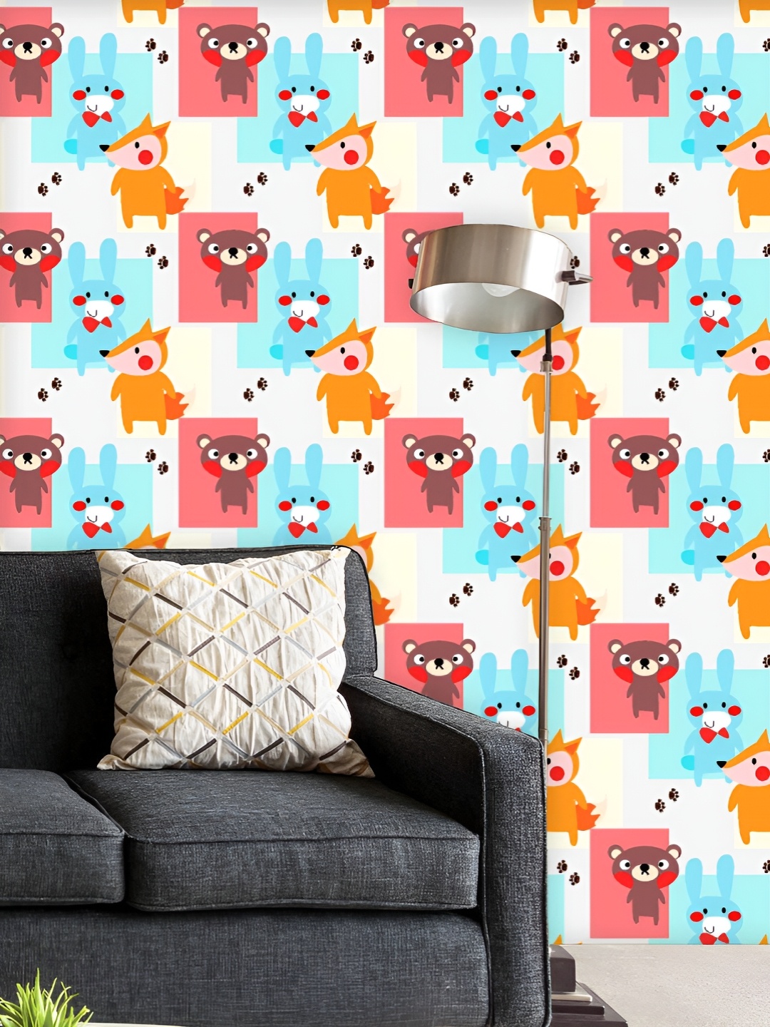 

ArtzFolio Printed UV-Resistant Anti-Bacterial Baby Woodland Animals Peel & Stick Wallpaper, Multi