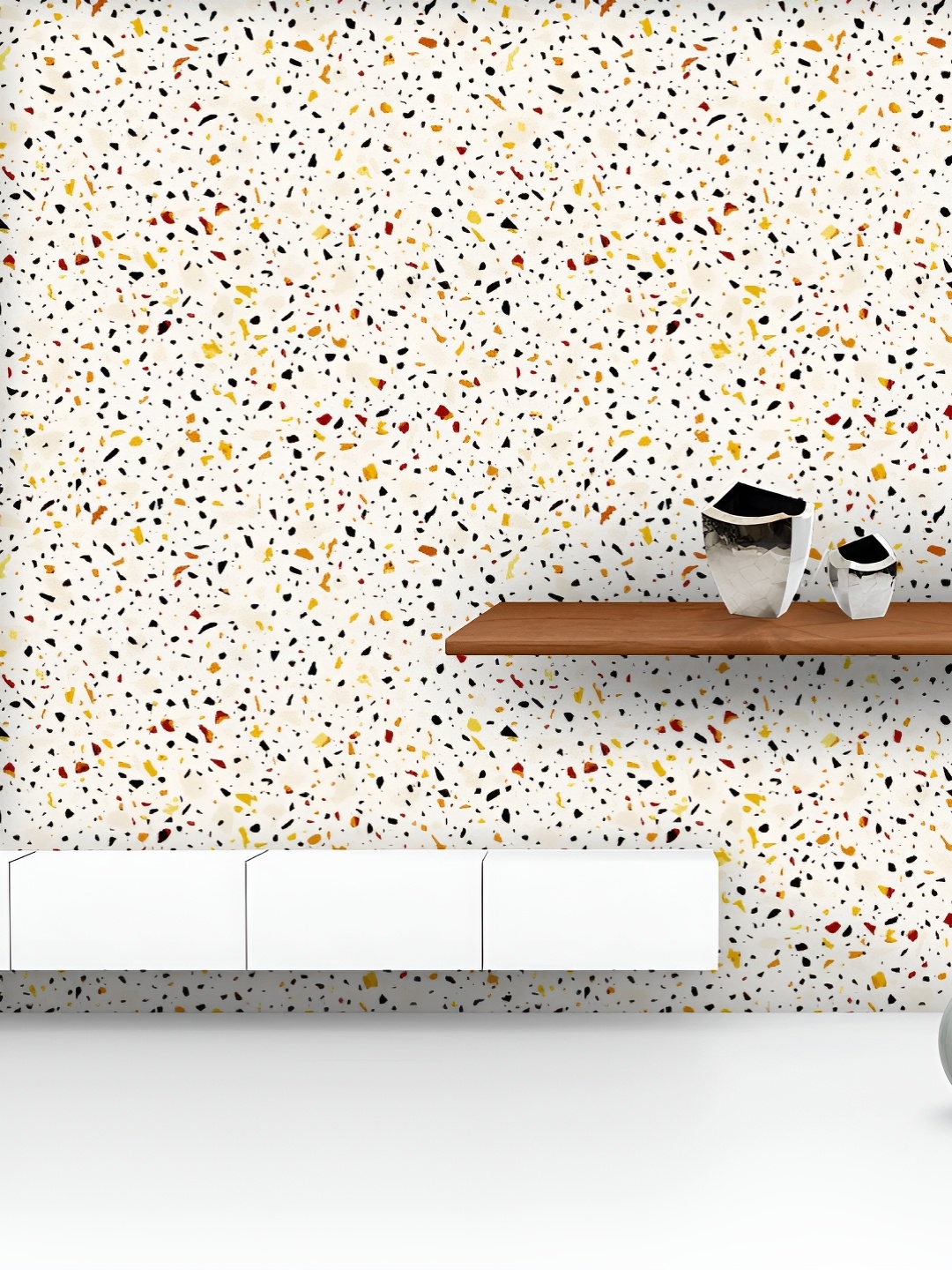 

ArtzFolio Printed UV-Resistant Anti-Bacterial Terrazzo Flooring Brown Colors Peel & Stick Wallpaper, Multi