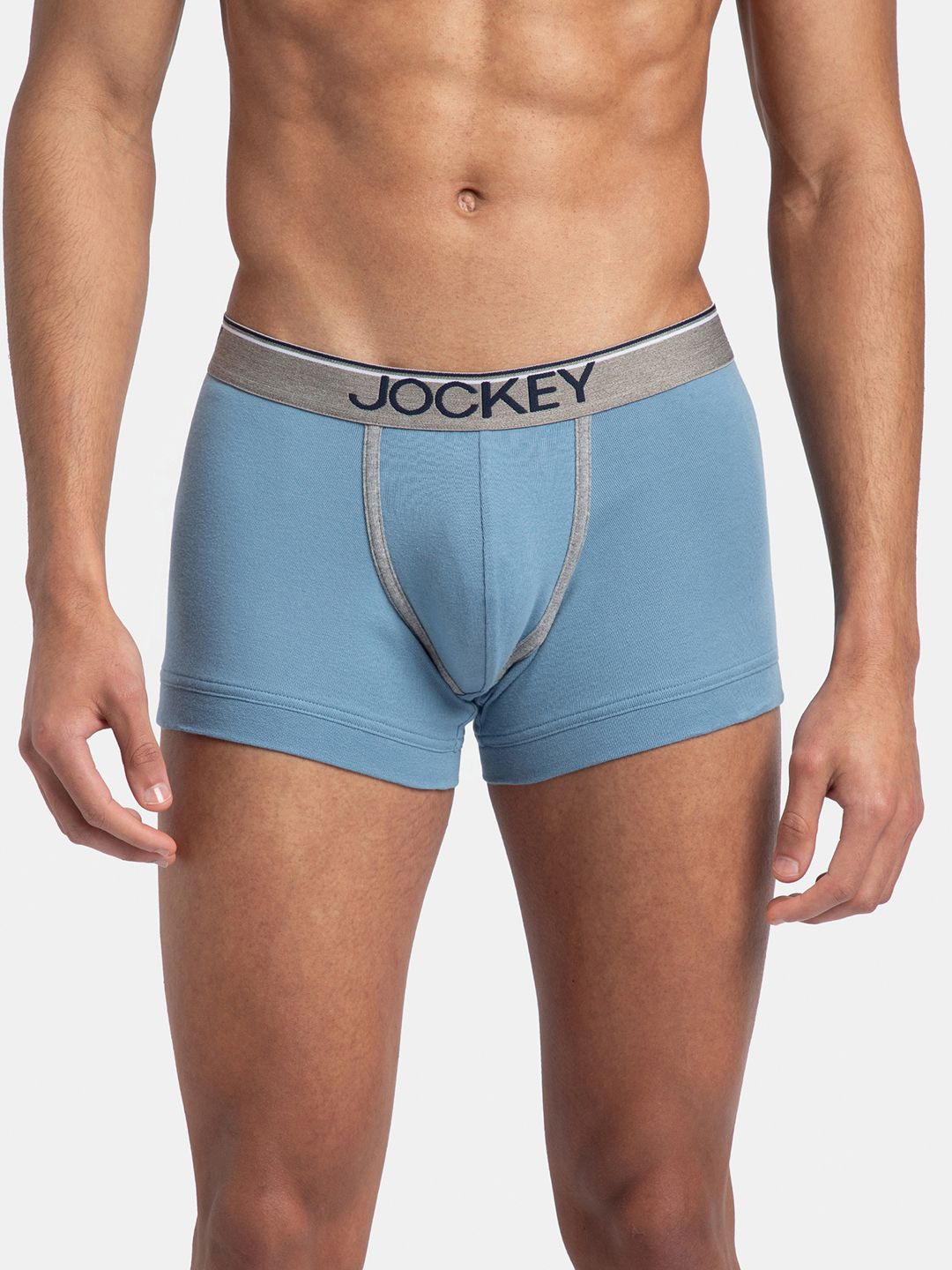 

Jockey Men Pack of 2 Super Combed Cotton Rib Solid Trunk with Ultrasoft Waistband - 8015, Blue