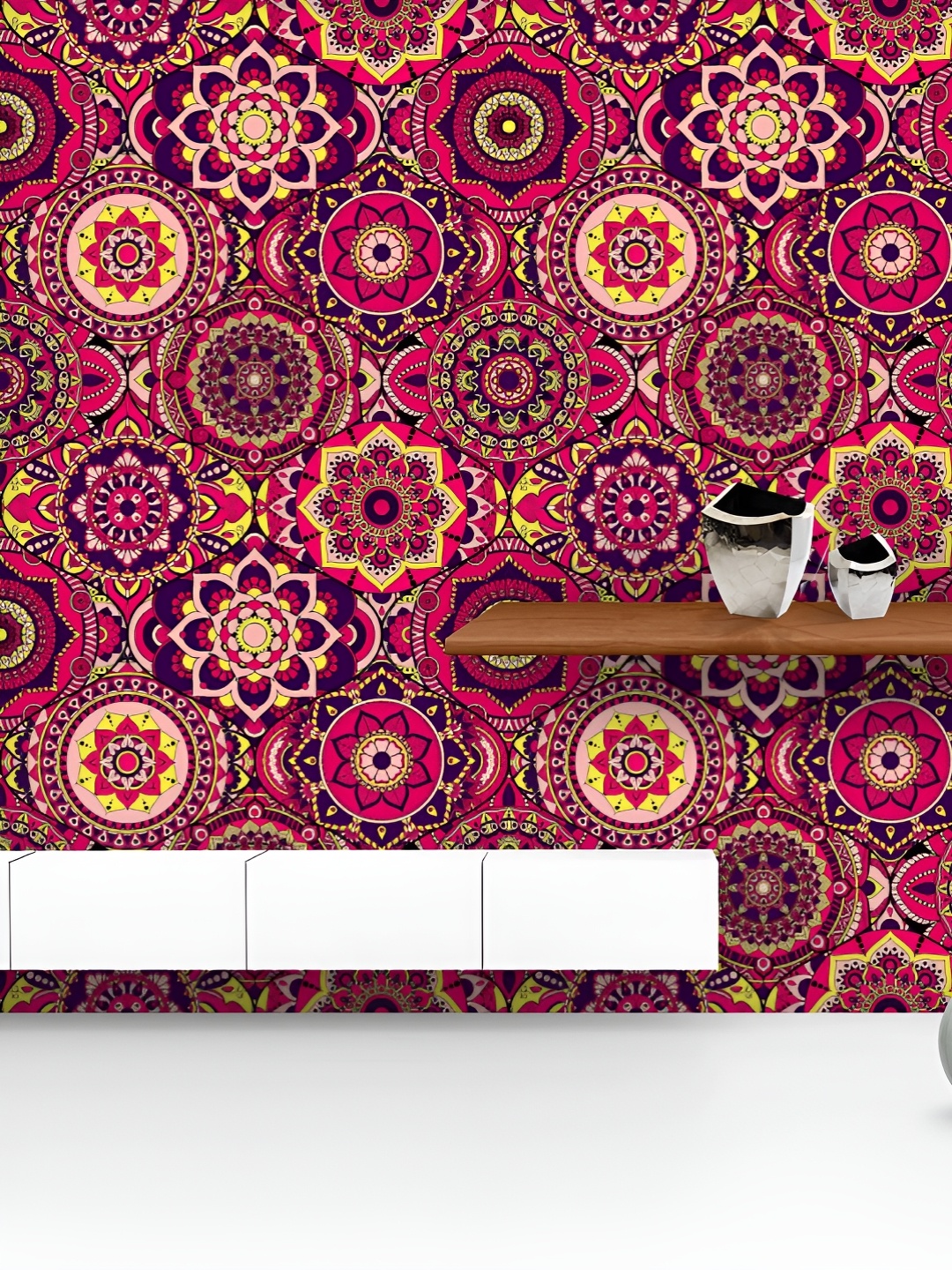 

ArtzFolio Printed UV-Resistant Anti-Bacterial Vintage Arabic Indian Motifs Peel & Stick Wallpaper, Multi