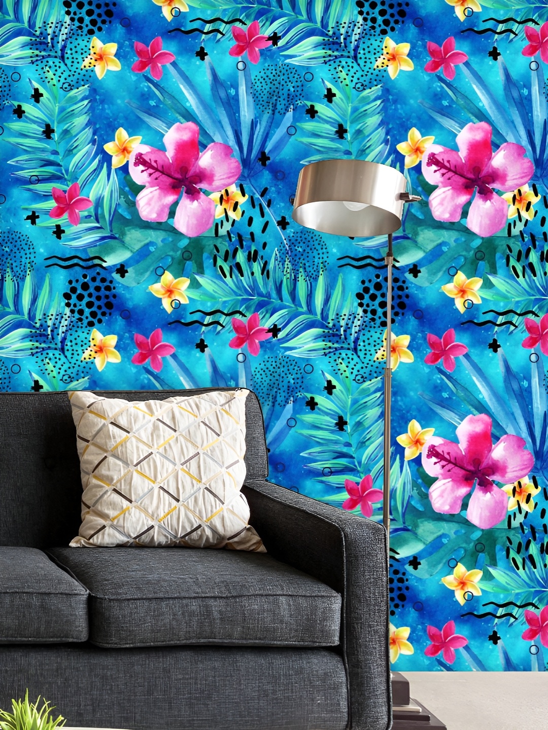 

ArtzFolio Printed UV-Resistant Anti-Bacterial Tropical Floral Leaves Peel & Stick Wallpaper, Multi