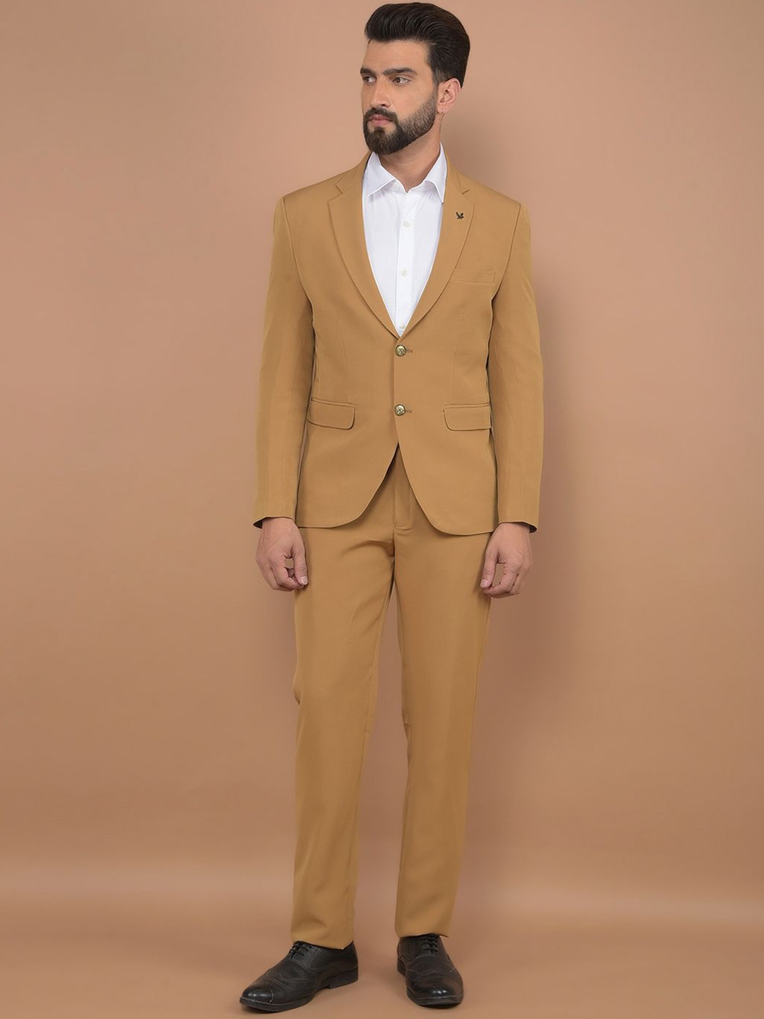 

Canary London Men Slim Fit Single-Breasted Two-Piece Suit, Mustard