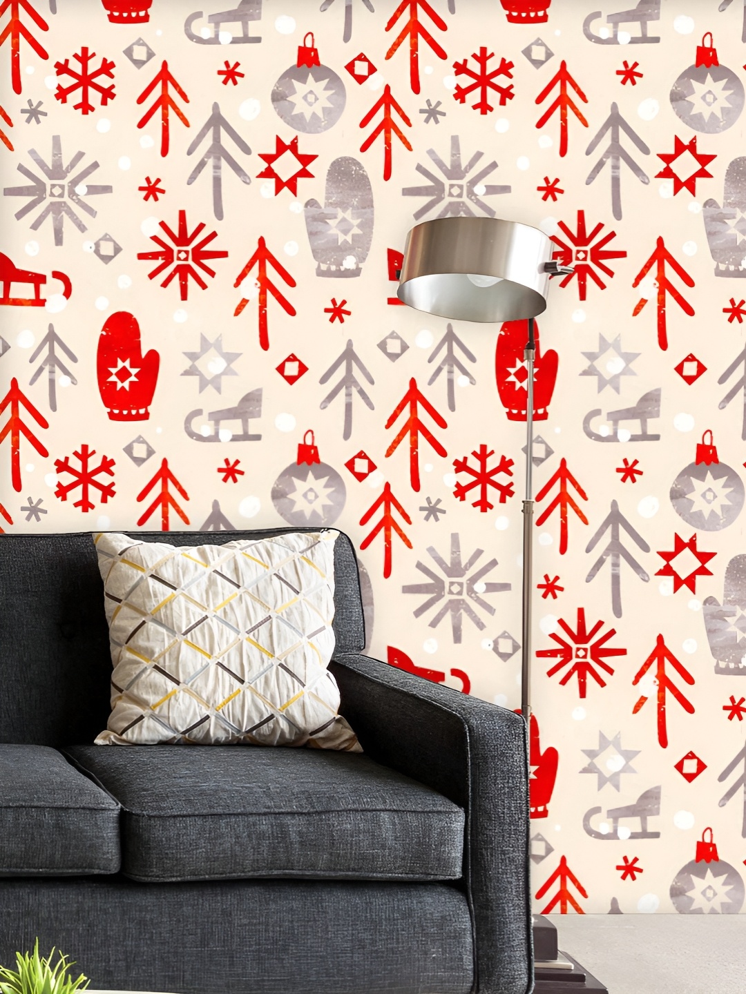 

ArtzFolio Printed UV-Resistant Anti-Bacterial Winter Christmas Pattern Peel & Stick Wallpaper, Multi