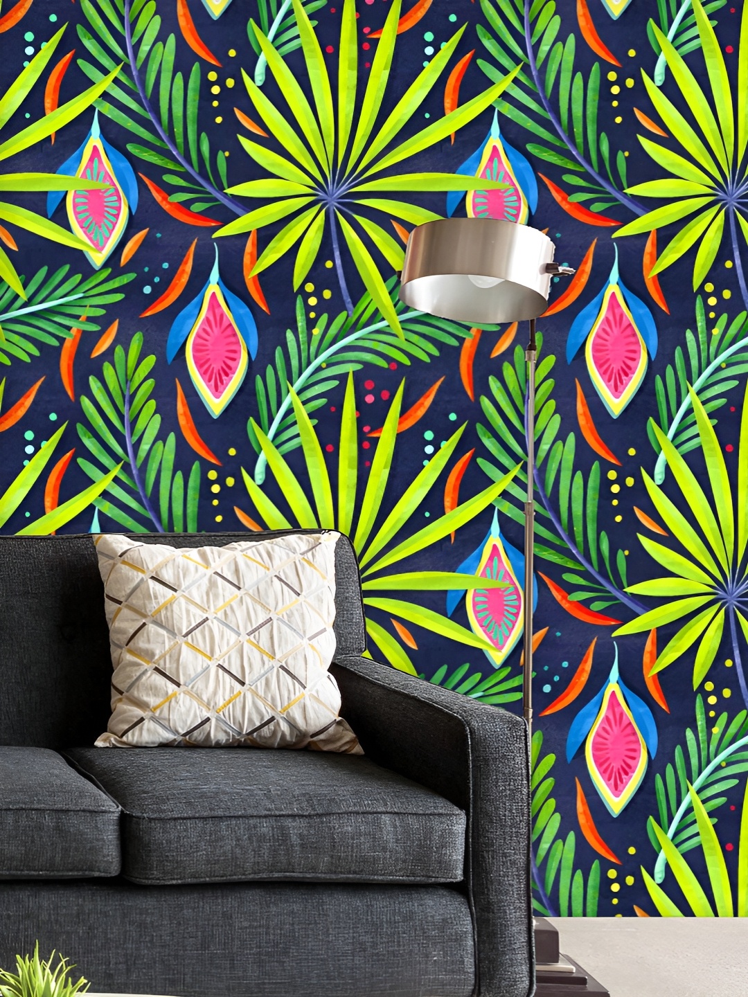 

ArtzFolio Printed UV-Resistant Anti-Bacterial Green Jungle Tropical Leaf Peel & Stick Wallpaper, Multi