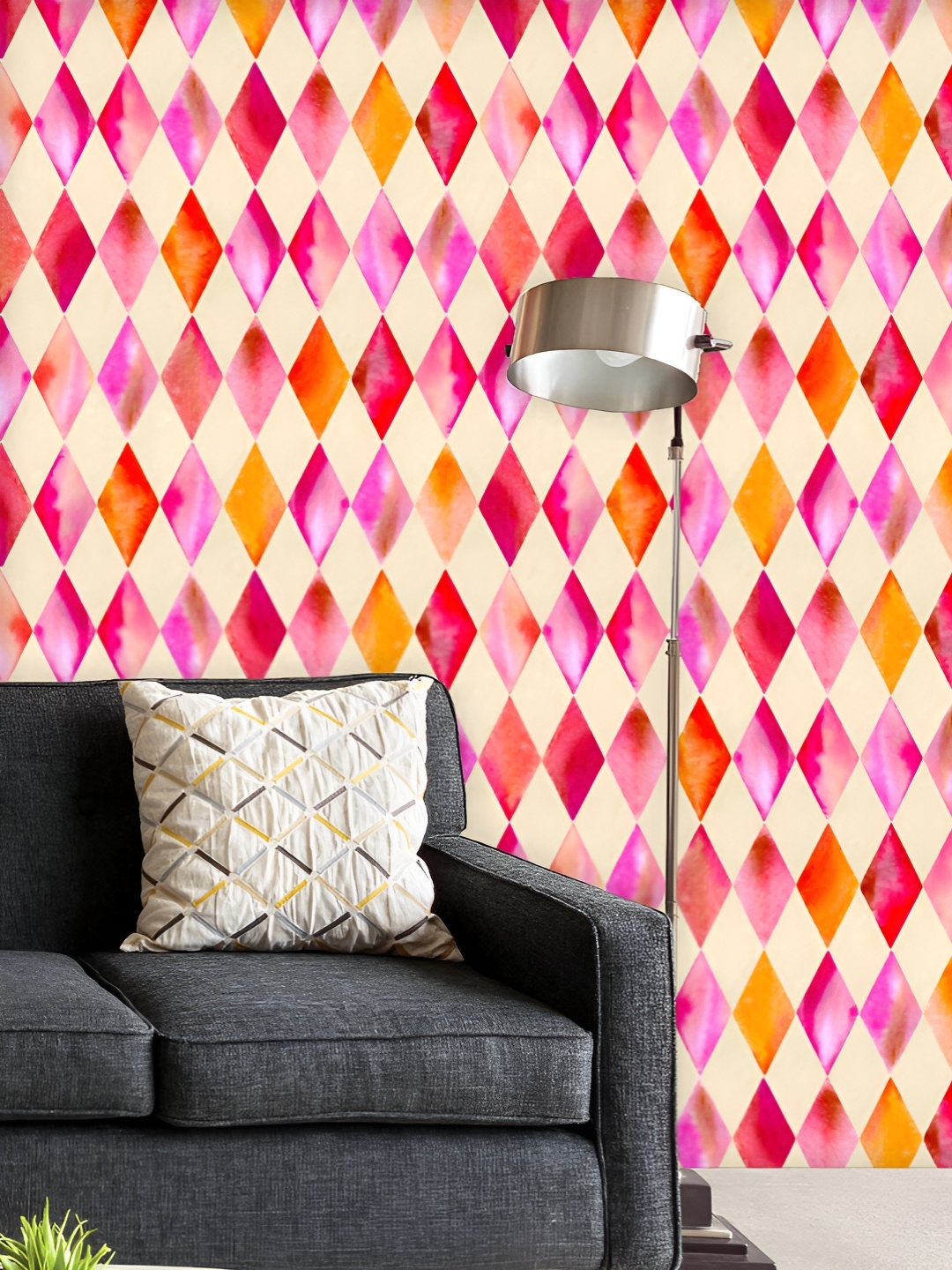 

ArtzFolio Printed UV-Resistant Anti-Bacterial Watercolor Geometric Style Peel & Stick Wallpaper, Multi