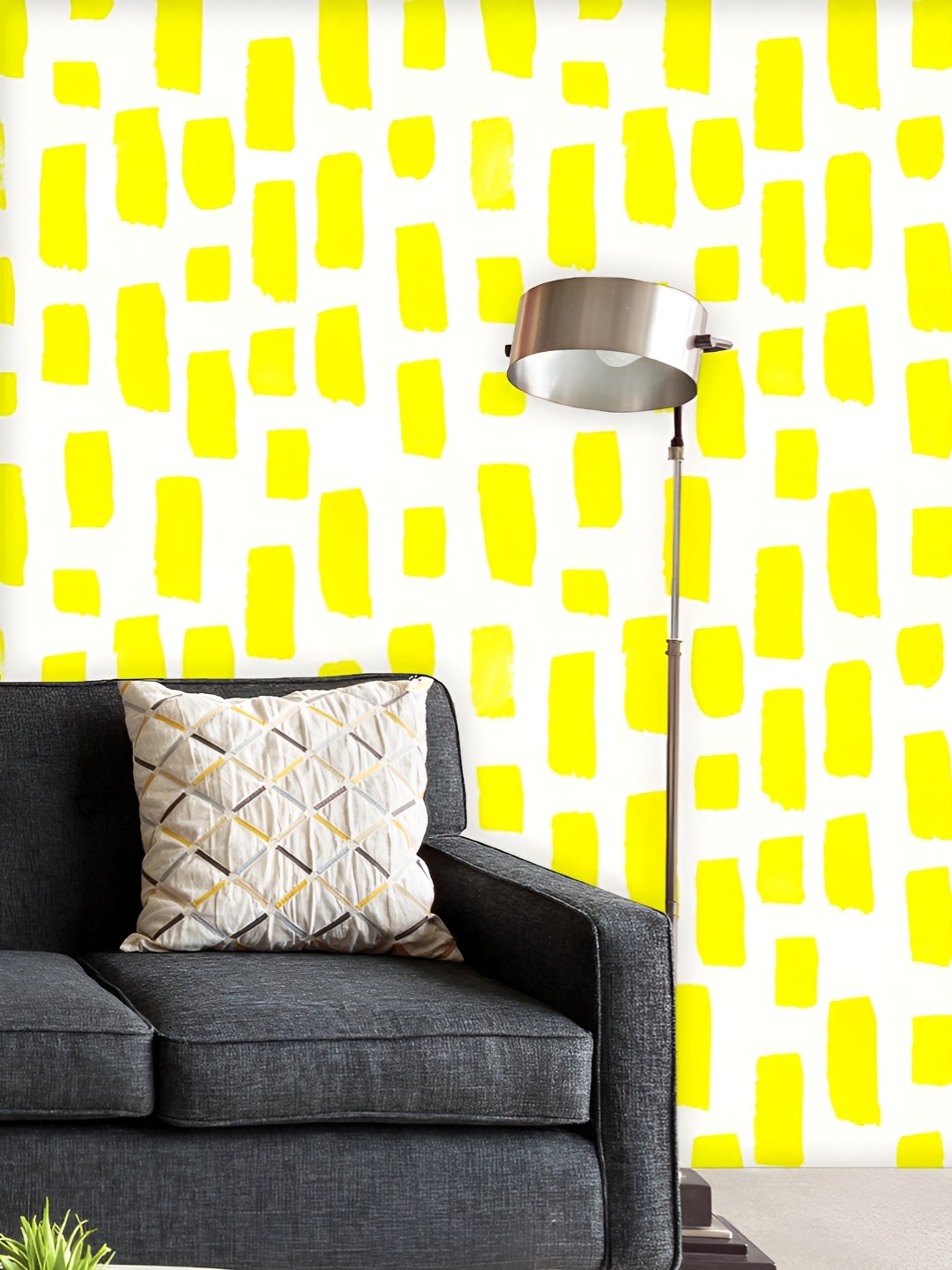 

ArtzFolio Printed UV-Resistant Anti-Bacterial Yellow Paint Strokes Peel & Stick Wallpaper, Multi