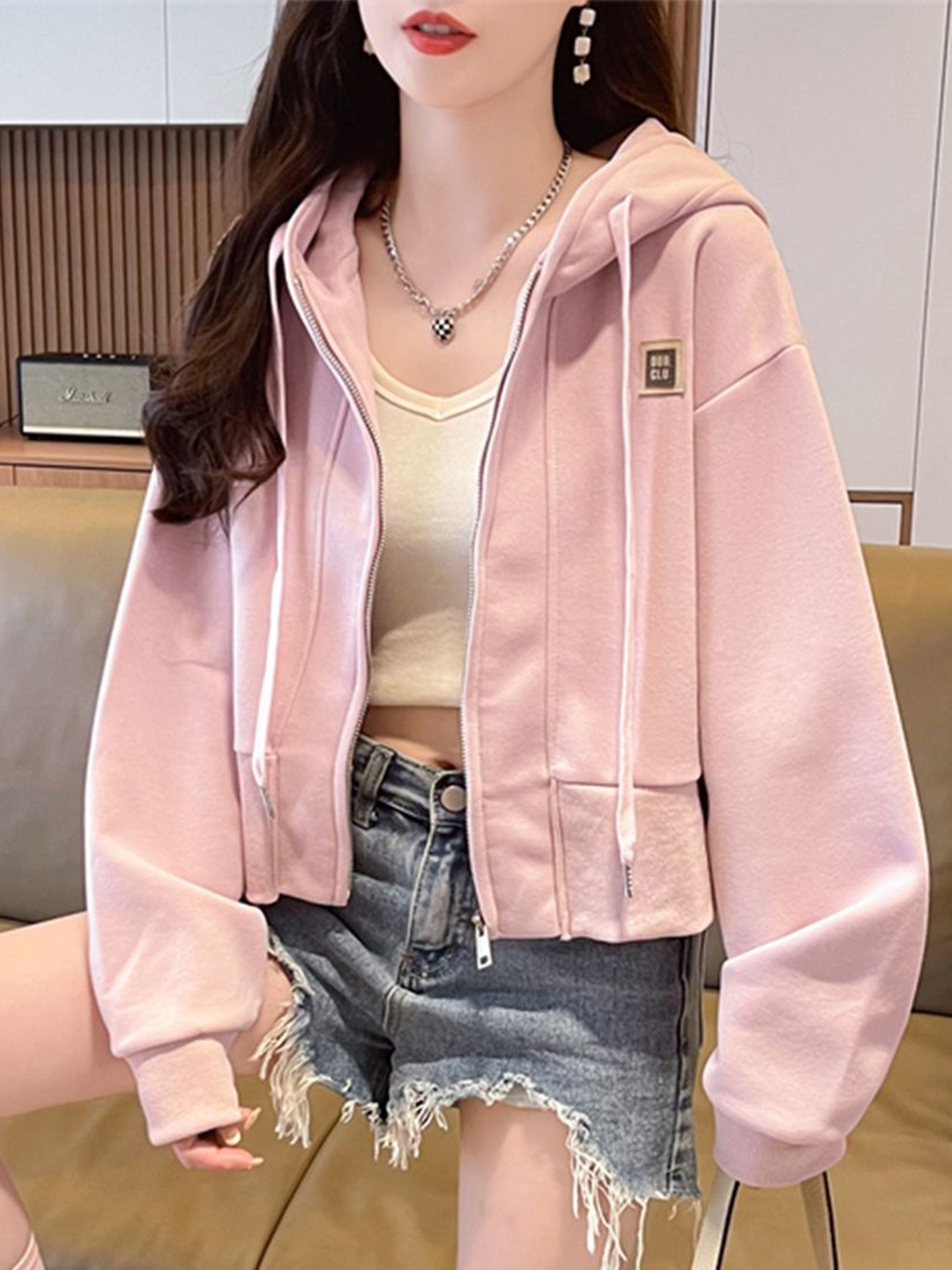 

JC Mode Women Cotton Hooded Sweatshirt, Pink