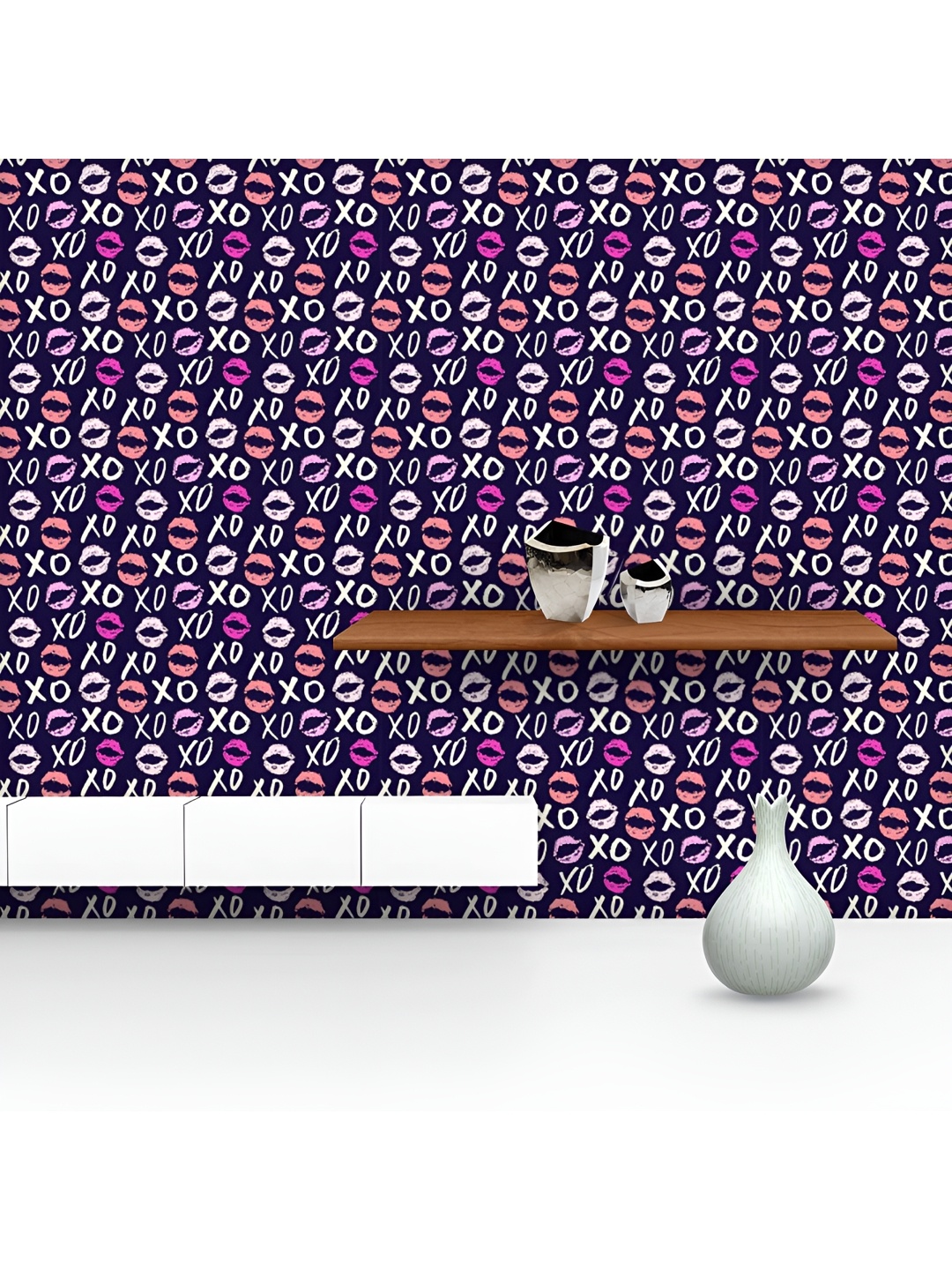 

ArtzFolio Printed UV-Resistant Anti-Bacterial Xoxo Grunge Calligraphy Peel & Stick Wallpaper, Multi