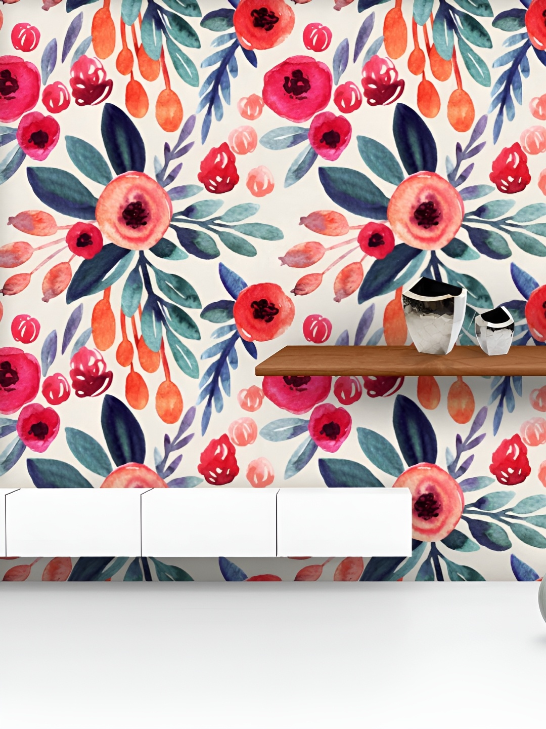 

ArtzFolio Printed UV-Resistant Anti-Bacterial Watercolor Floral Pattern Peel & Stick Wallpaper, Multi