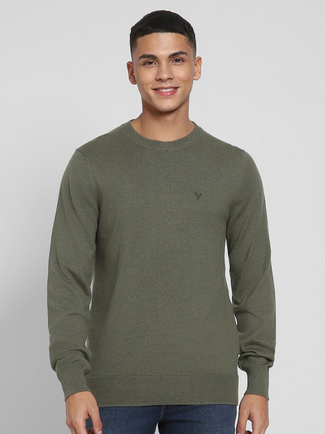 

AMERICAN EAGLE OUTFITTERS Men Round Neck Long Sleeves Pullover, Olive