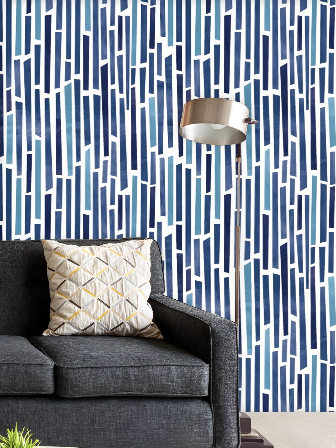 

ArtzFolio Printed UV-Resistant Anti-Bacterial Blue Lines Peel & Stick Wallpaper, Multi