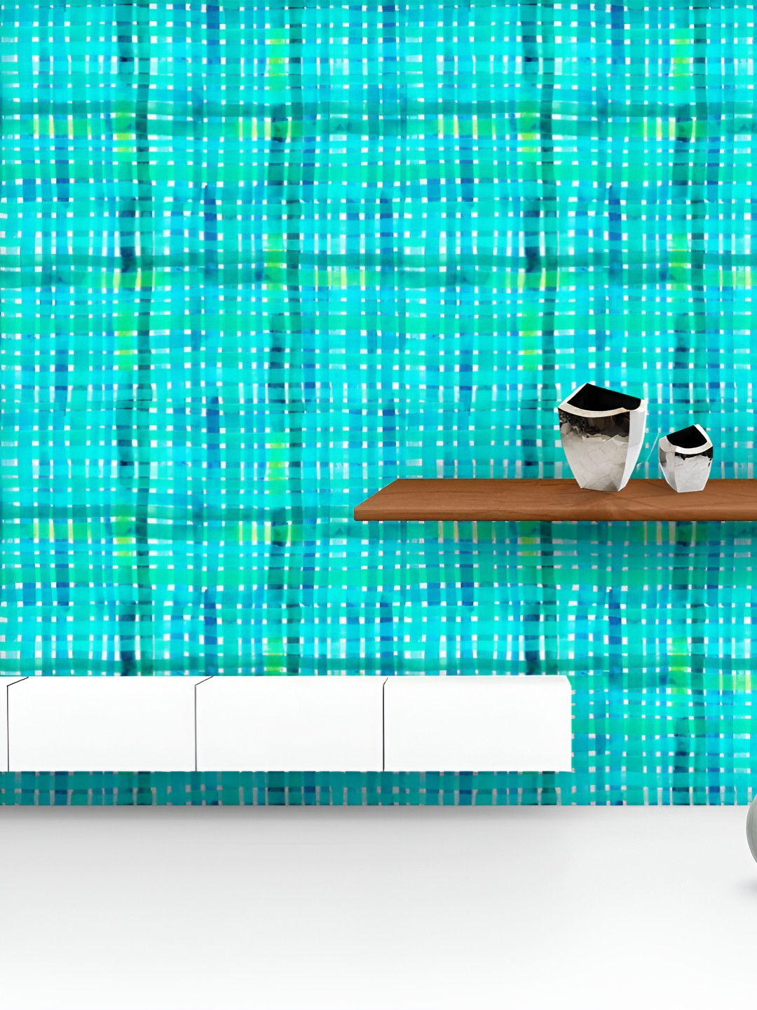 

ArtzFolio Printed UV-Resistant Anti-Bacterial Blue Stripes Pattern Peel & Stick Wallpaper, Multi