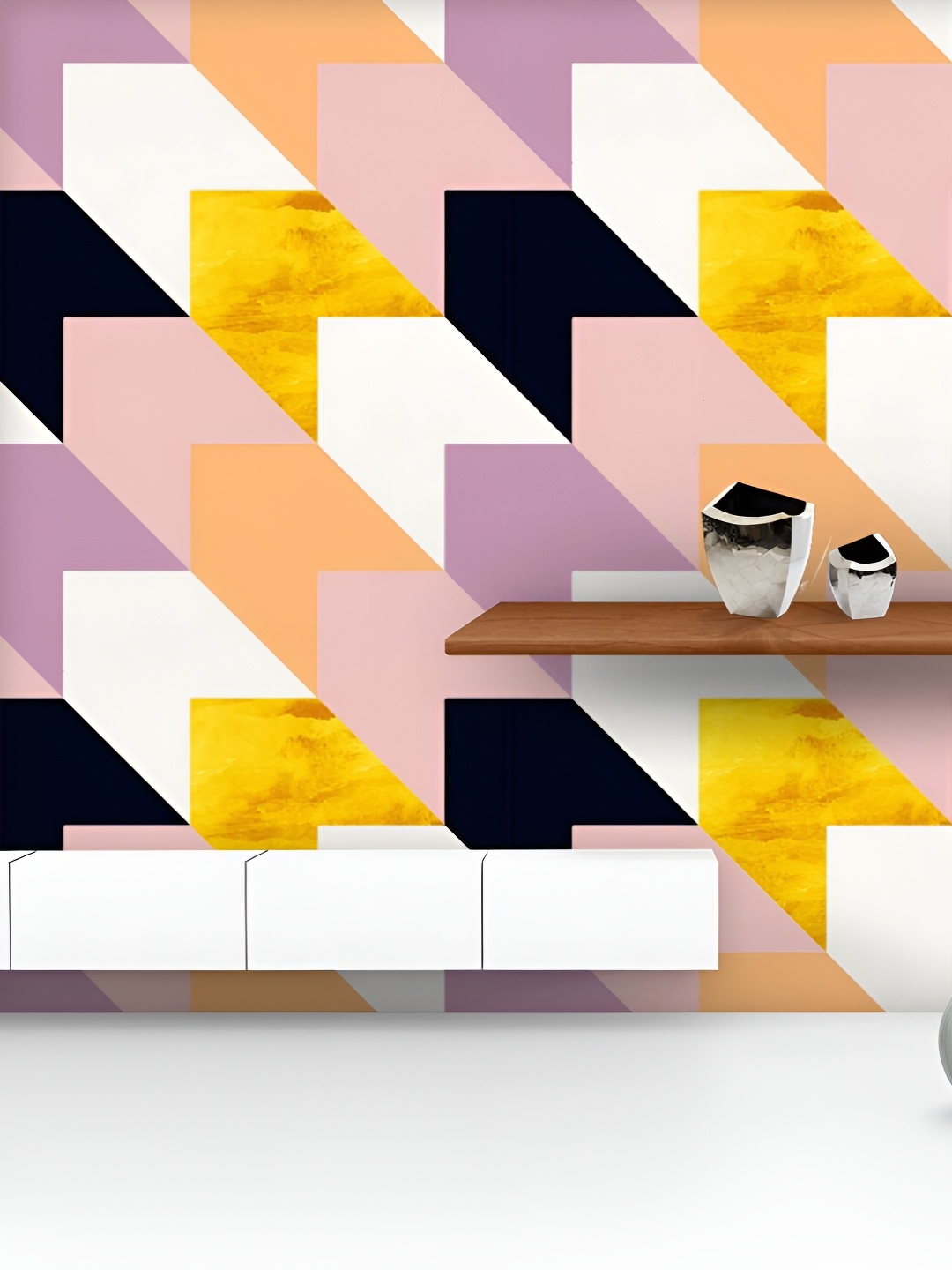 

ArtzFolio Printed UV-Resistant Anti-Bacterial Geometric Pattern Peel & Stick Wallpaper, Multi