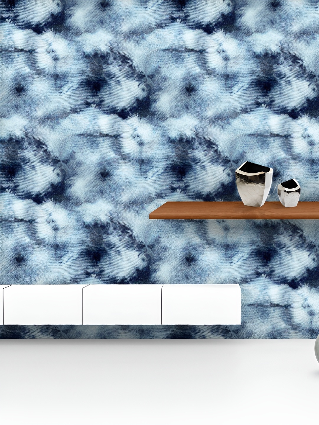 

ArtzFolio Printed UV-Resistant Anti-Bacterial Shibori Indigo Batik0 Peel & Stick Wallpaper, Multi