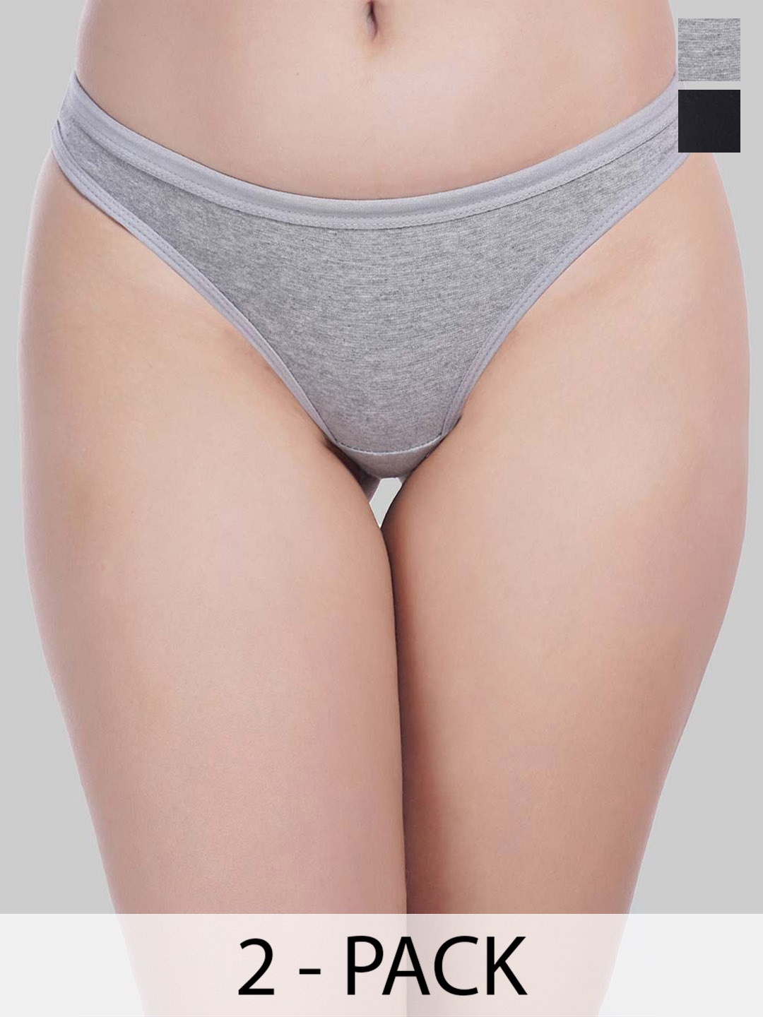 

YOU FOREVER Women Pack Of 2 Cotton Thongs Briefs, Black