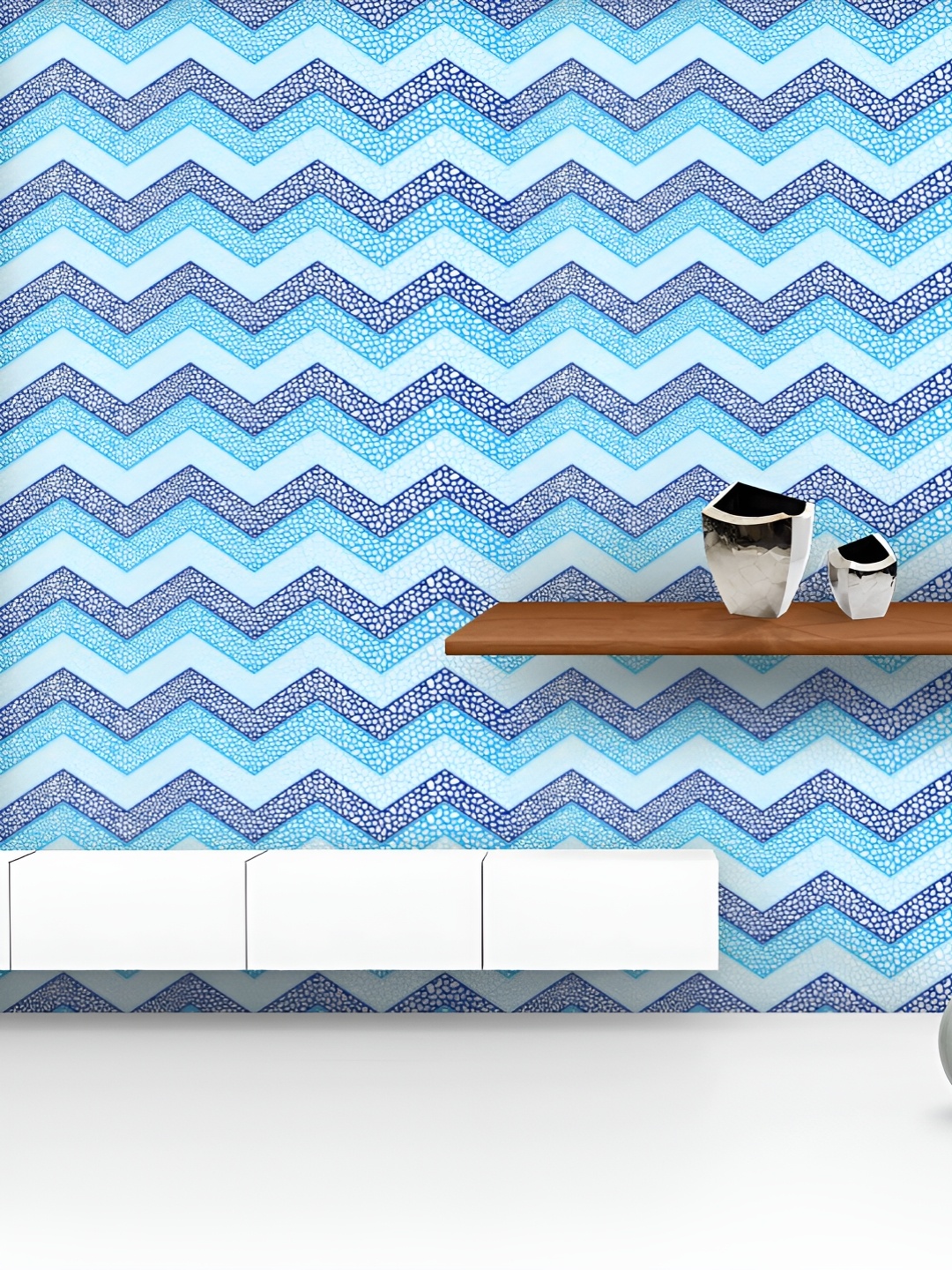

ArtzFolio Printed UV-Resistant Anti-Bacterial Blue Zig Zag Summer Peel & Stick Wallpaper, Multi