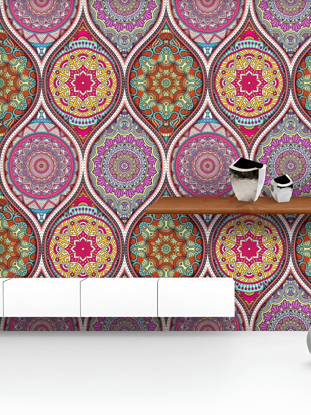 

ArtzFolio Printed UV-Resistant Anti-Bacterial Vintage Mandalas Peel & Stick Wallpaper, Multi