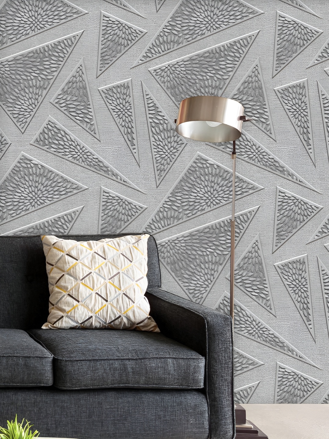 

ArtzFolio Printed UV-Resistant Anti-Bacterial D Carving Triangle Peel & Stick Wallpaper, Multi