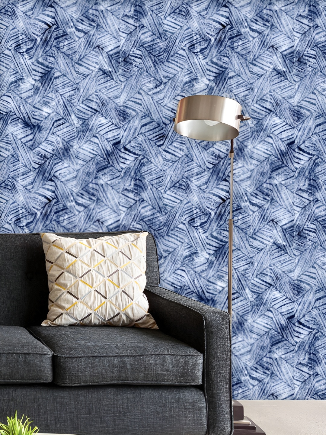 

ArtzFolio Printed UV-Resistant Anti-Bacterial Abstract Indigo Dyed Stripes Peel & Stick Wallpaper, Multi