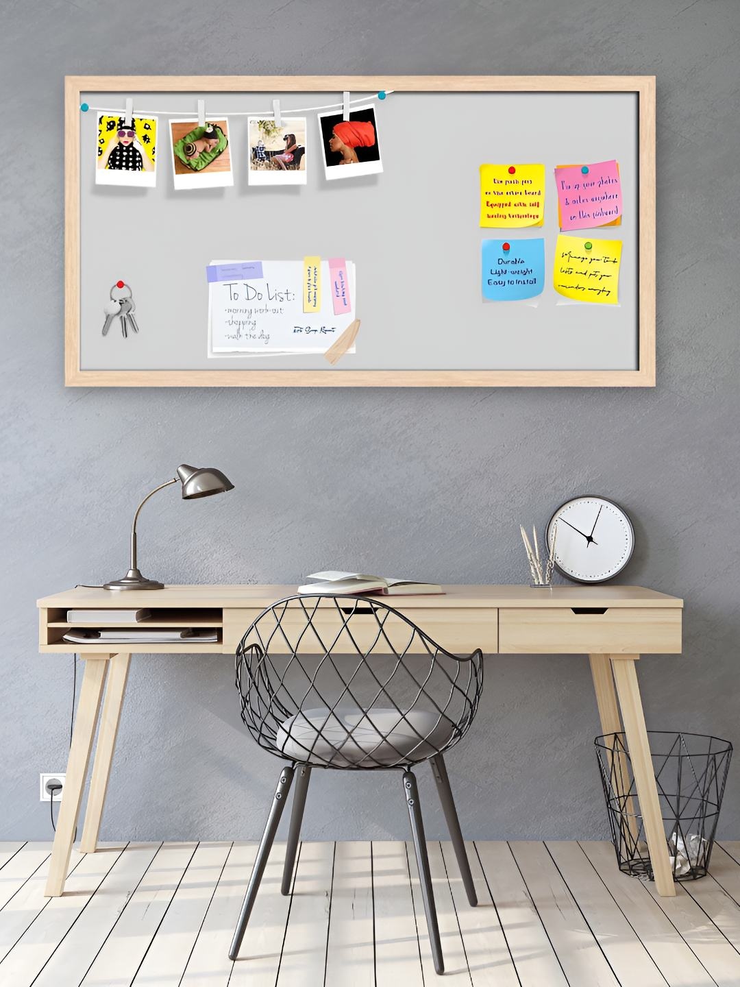 

ArtzFolio Wooden Notice Pin Board, Grey