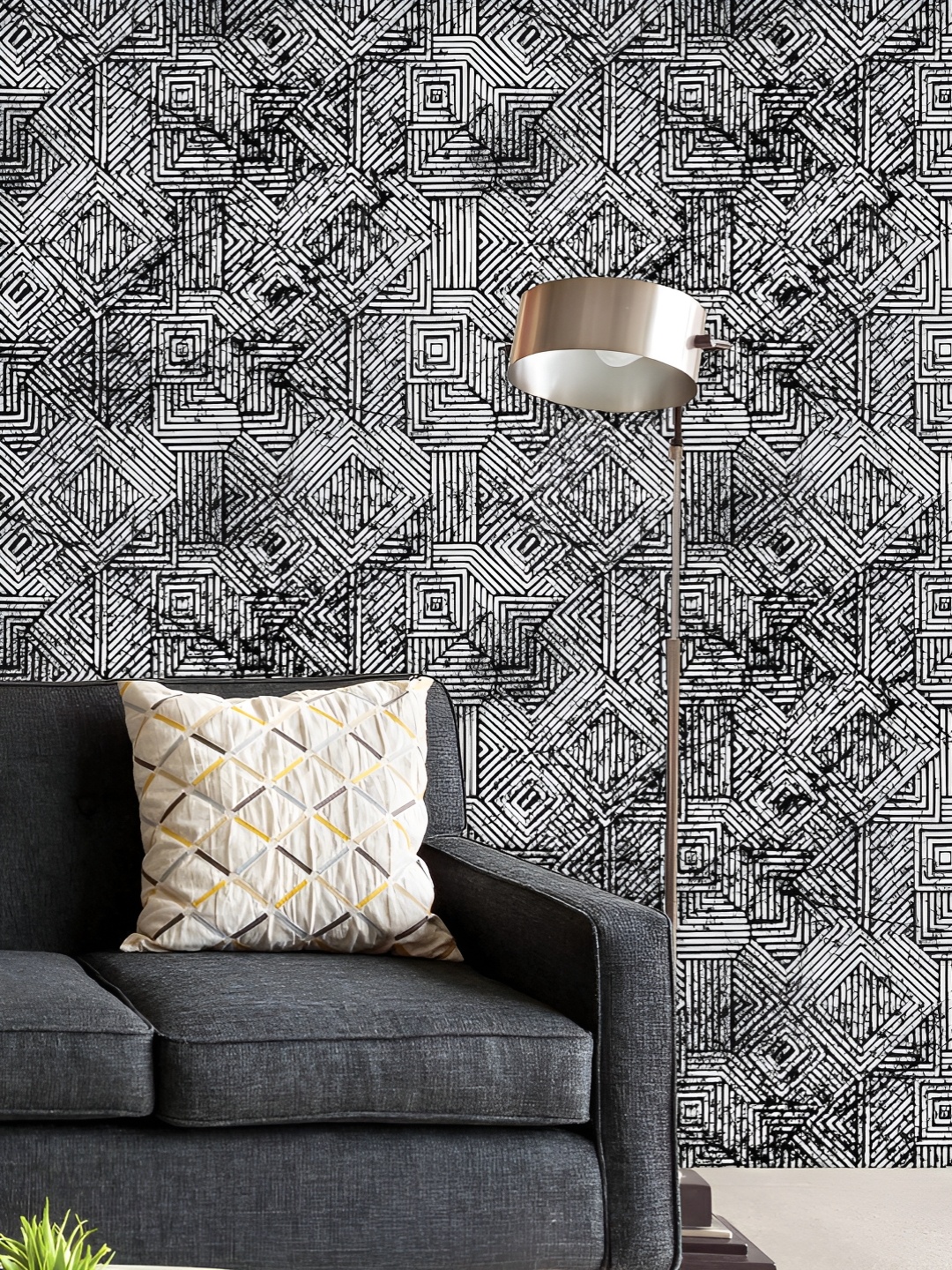 

ArtzFolio Printed UV-Resistant Anti-Bacterial Monochrome Grunge Peel & Stick Wallpaper, Multi