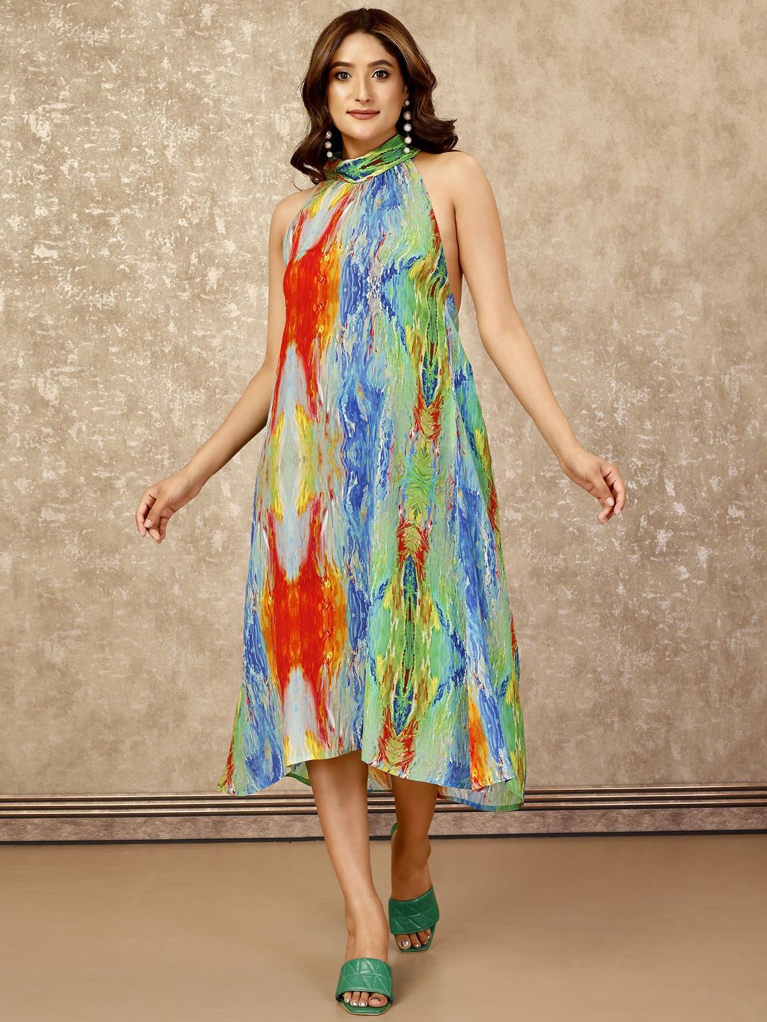 

Komarri U Women Tie and Dye A-Line Dress, Green