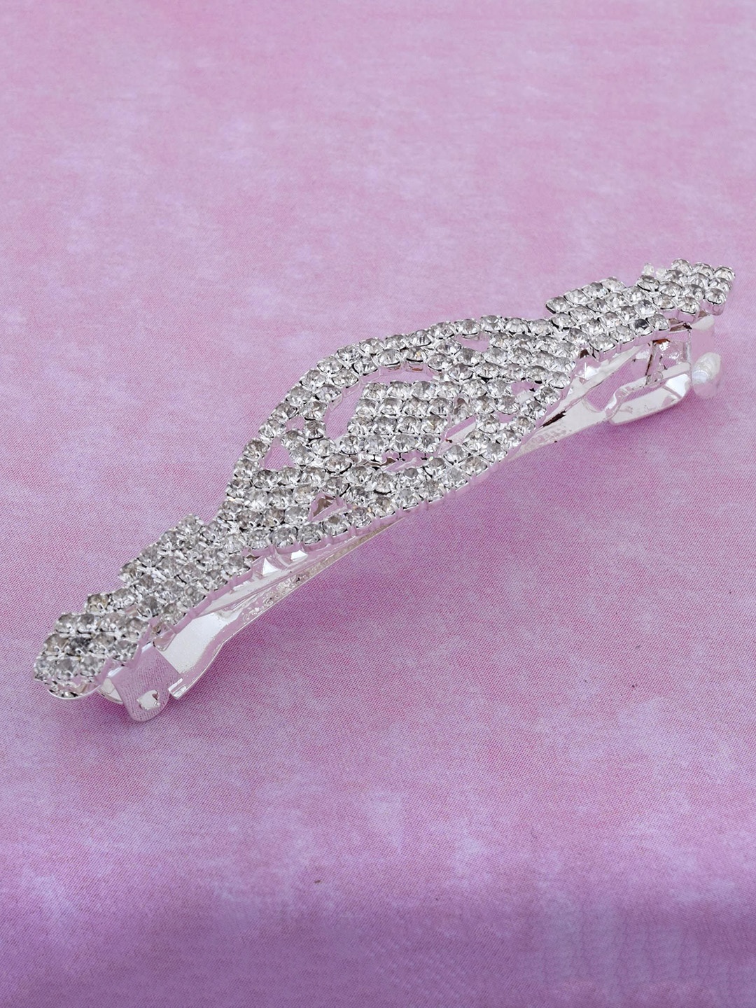 

MEMOIR Embellished CZ Studded Alligator Hair Clip, Silver