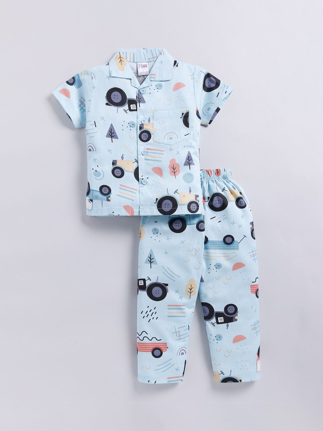 

NAUTI KIDZ Boys Printed Pure Cotton Night suit, Blue