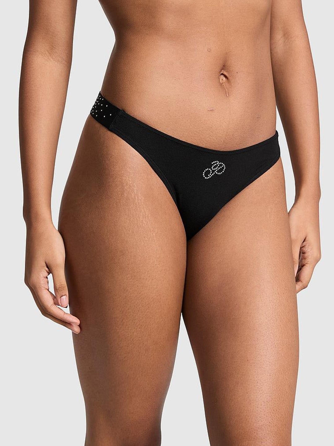 

Victoria's Secret Low-Rise High-Leg Thong Briefs, Black