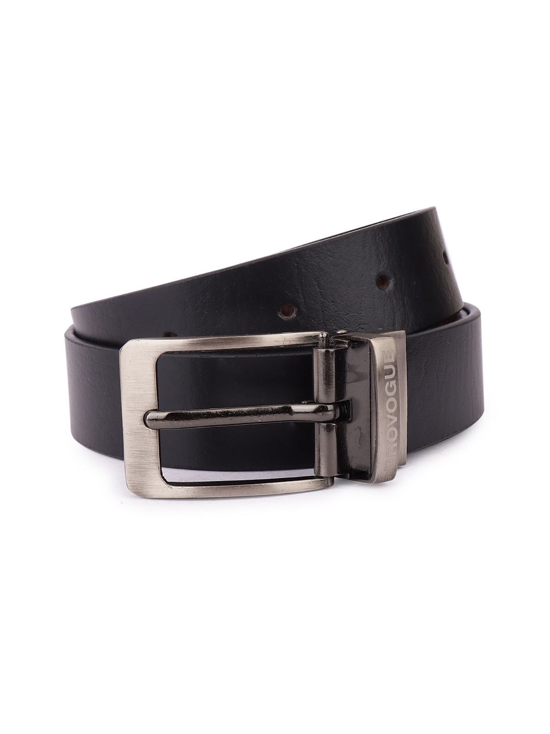 

Provogue Men Leather Reversible Buckle Belt, Black