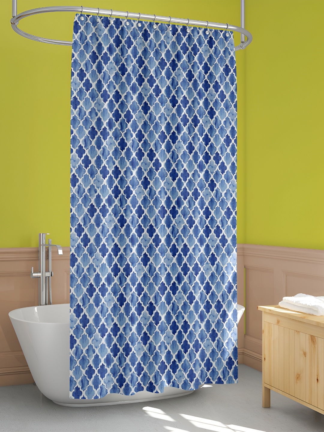 

ArtzFolio Blue and White Geometric Printed Waterproof Shower Curtain