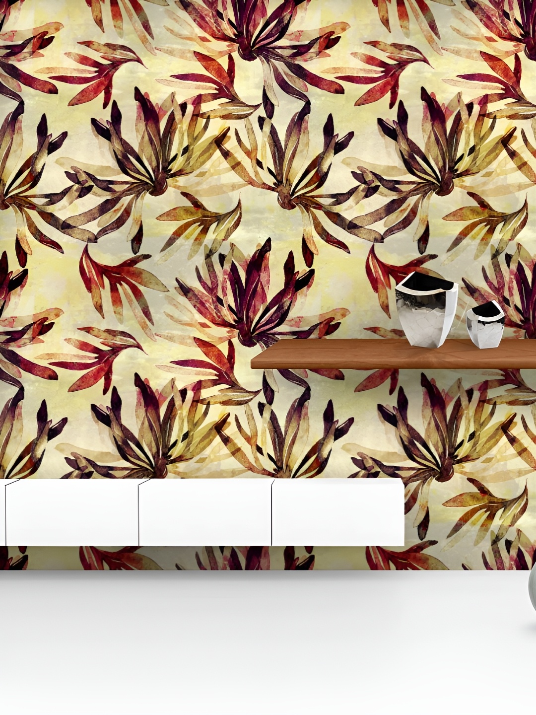 

ArtzFolio Printed UV-Resistant Anti-Bacterial Abstract Flowers & Leaves Peel & Stick Wallpaper, Multi