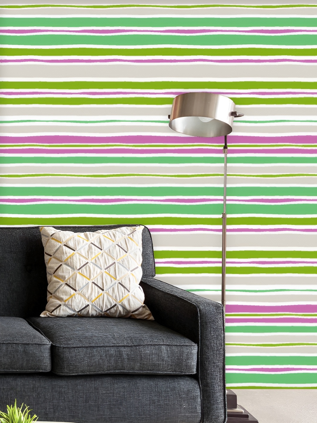 

ArtzFolio Printed UV-Resistant Anti-Bacterial Colorful Wavy Horizontal Stripes Peel & Stick Wallpaper, Multi