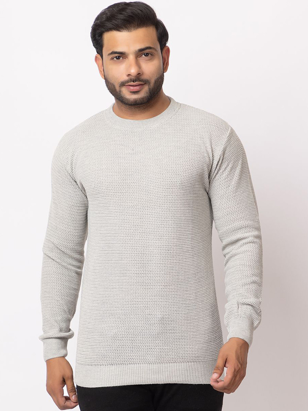 

LO G LO Men Round Neck Pullover, Grey melange