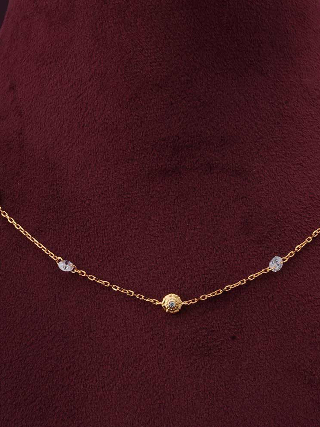 

PALMONAS Sterling Silver Gold-Plated Cubic Zirconia Studded Chain