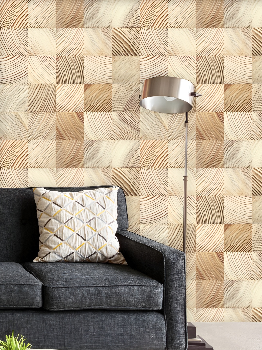 

ArtzFolio Printed UV-Resistant Anti-Bacterial Grainy Lumber Blocks Peel & Stick Wallpaper, Multi