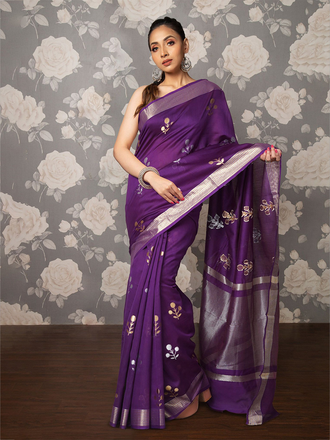 

Unnati Silks Woven Design Zari Handloom Uppada Saree, Violet
