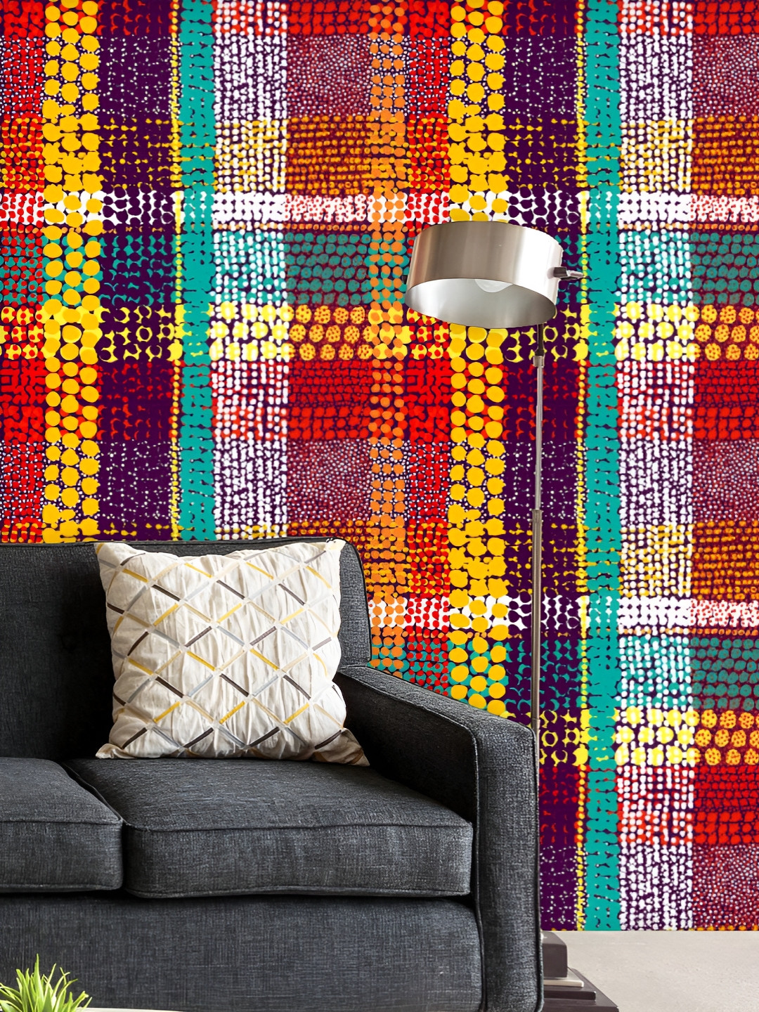 

ArtzFolio Printed UV-Resistant Anti-Bacterial Motley Hand Drawn Stripes Peel & Stick Wallpaper, Multi