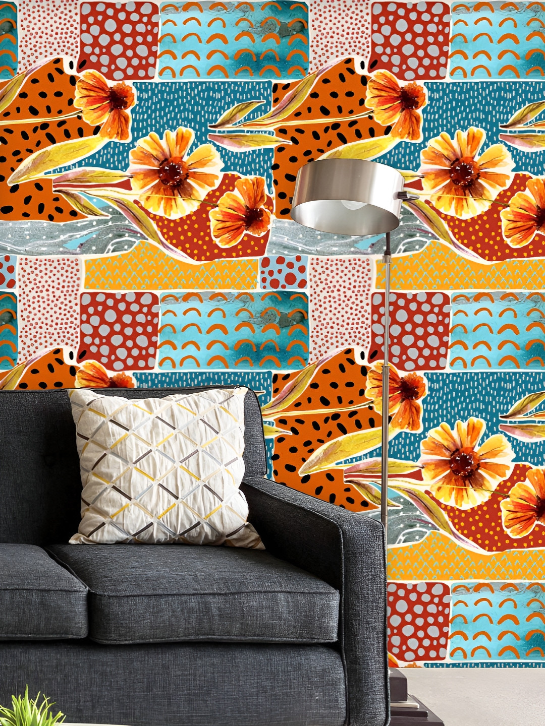 

ArtzFolio Printed UV-Resistant Anti-Bacterial Watercolor Doodle Flowers Peel & Stick Wallpaper, Multi
