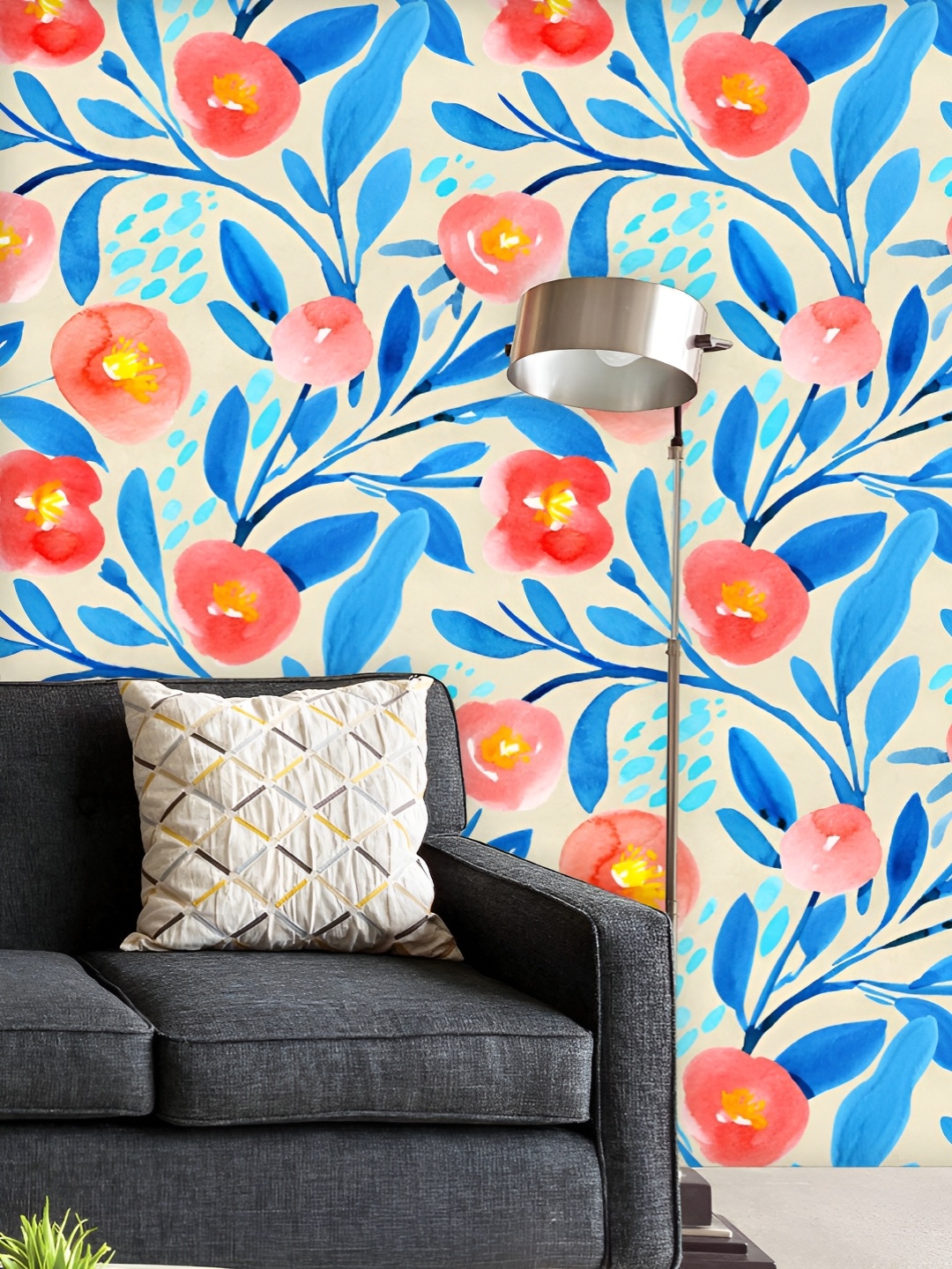 

ArtzFolio Printed UV-Resistant Anti-Bacterial Watercolor Floral Pattern Peel & Stick Wallpaper, Multi