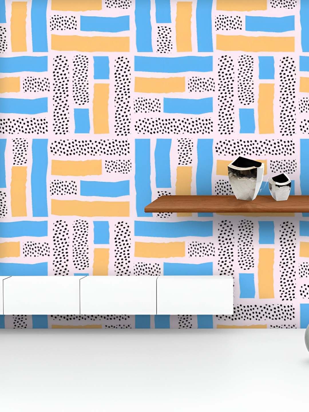 

ArtzFolio Printed UV-Resistant Anti-Bacterial Colorful Repeat Abstract Shapes Peel & Stick Wallpaper, Multi